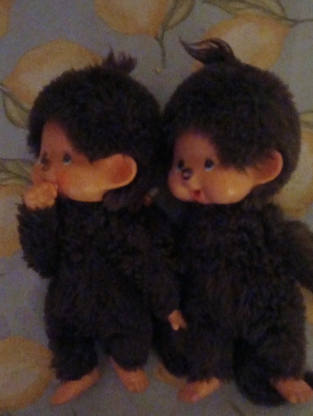 1980s Vintage Monchichi-Style Plush Small Pet Toy in Dark Brown